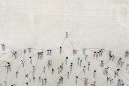 crowd from above forming a network